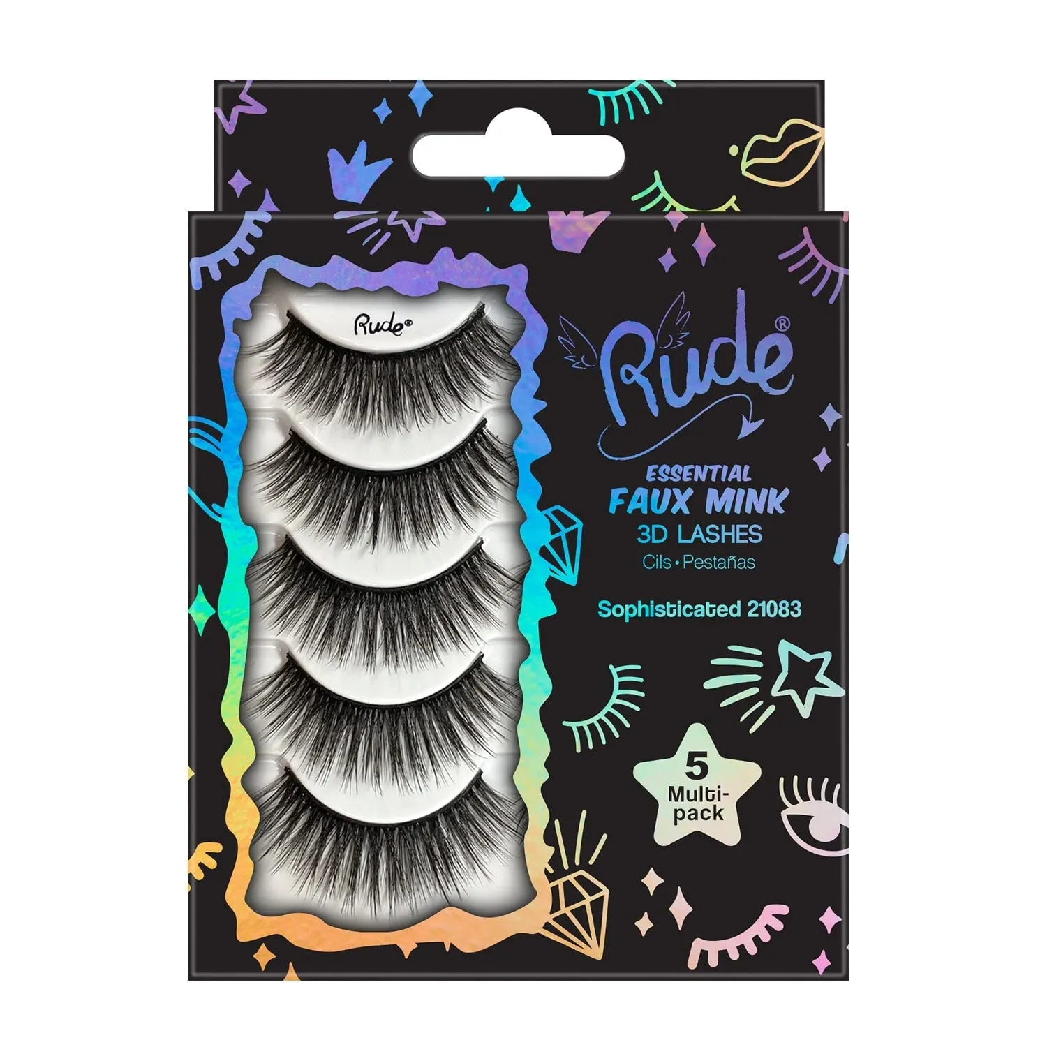 RUDE Essential Faux Mink 3D Lashes 5 Multi-Pack (Sophisticated)
