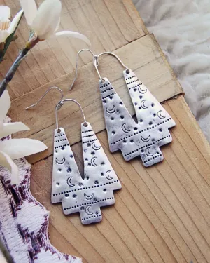Shadow Moon Earrings in Brushed Silver