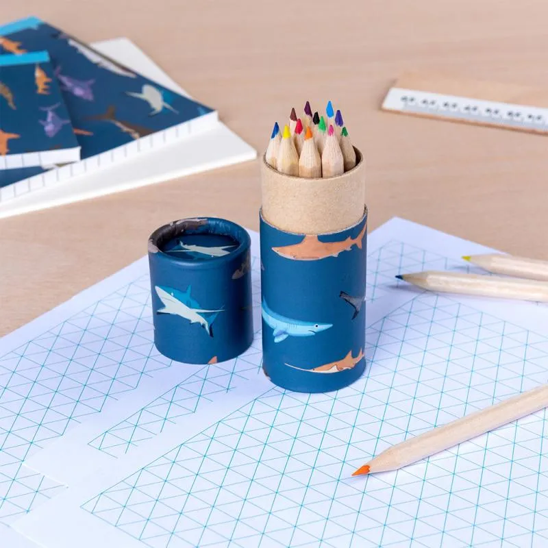 Sharks Colouring Pencils In A Tube (Set of 12)